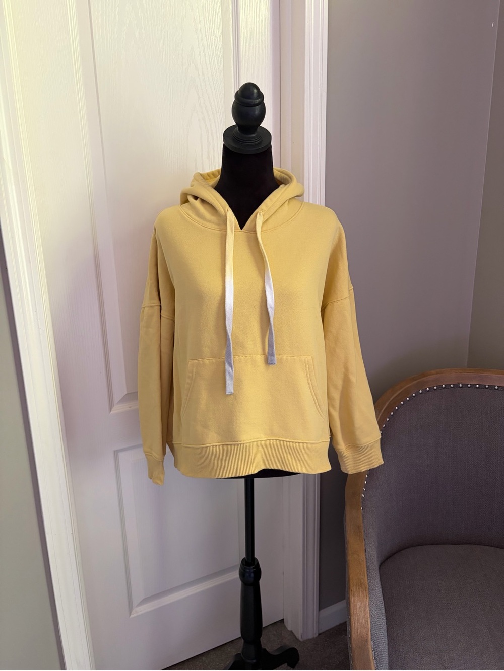 GreenTea Mustard Yellow Hooded Crewneck Sweatshirt
